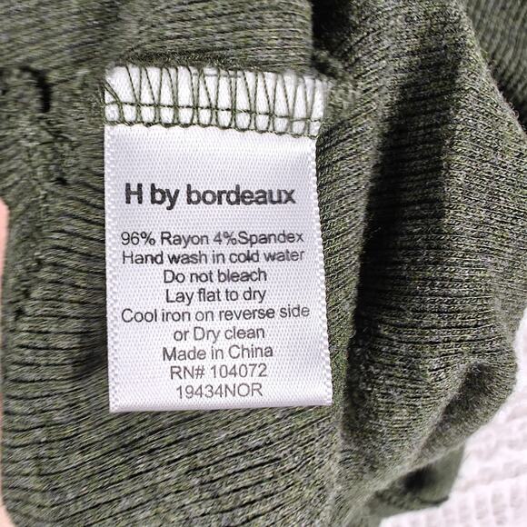 H by Bordeaux Dark Army Green Short Sleeve Top Size S Casual Tee - Picture 6 of 7